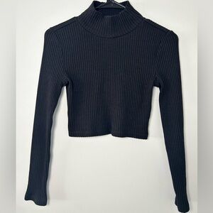 American Apparel Black Long Sleeve Crop Top